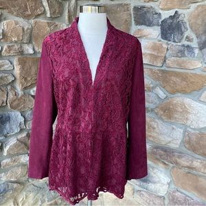 Chico’s lace and faux suede jacket
